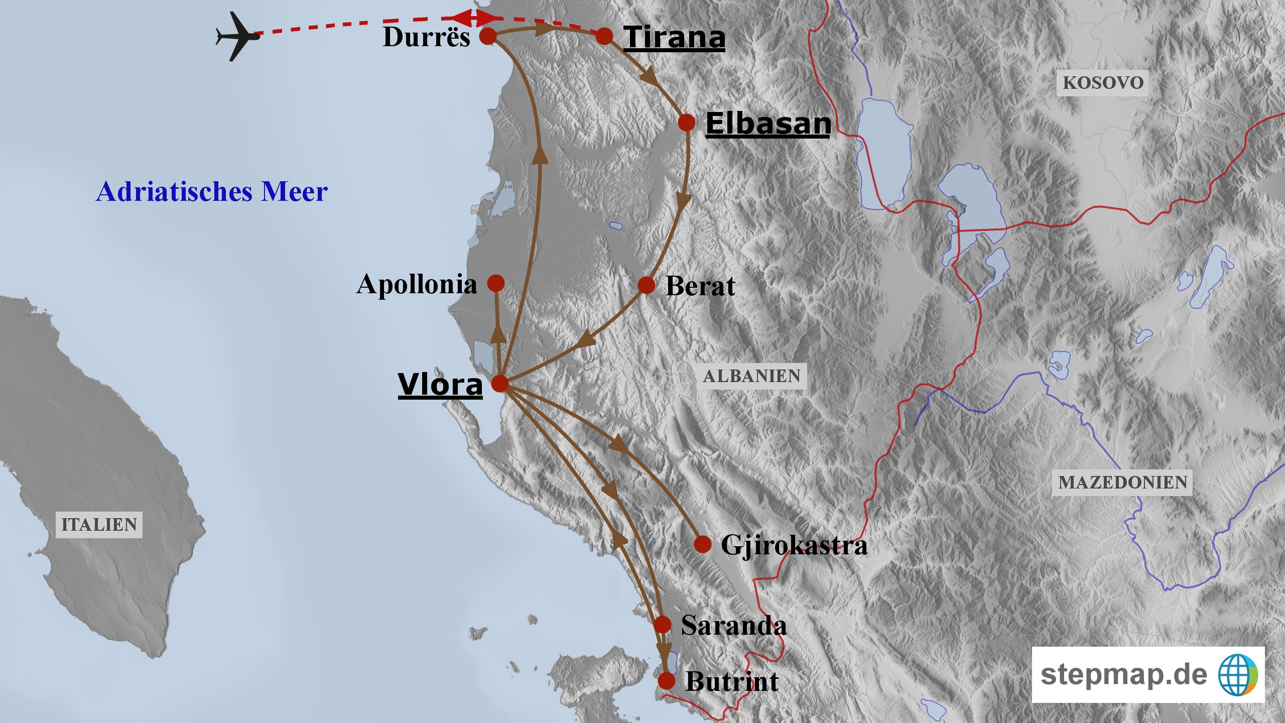 Reiseroute Albanien