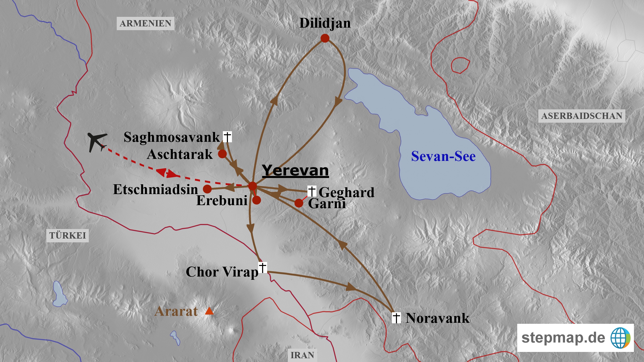 Reiseroute Armenien - Älteste christliche Nation