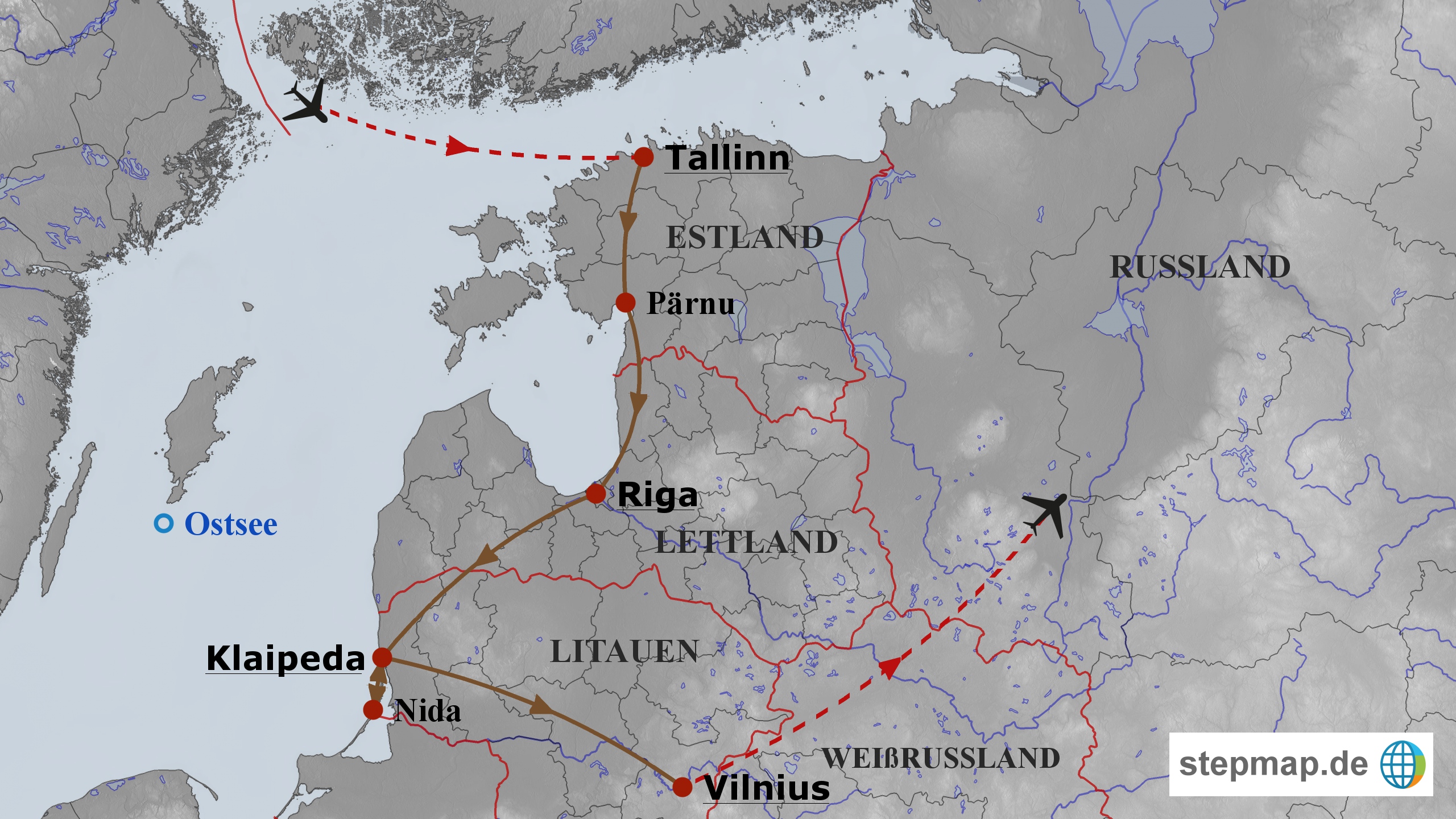 Reiseroute Baltikum