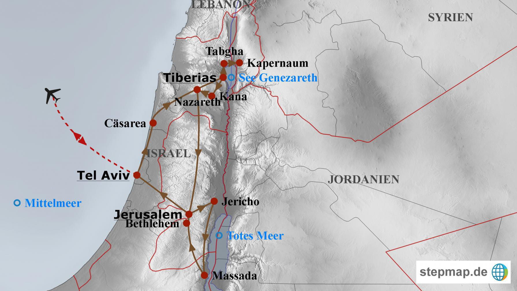Reiseroute Israel - Lernen Sie das Land der Bibel kennen