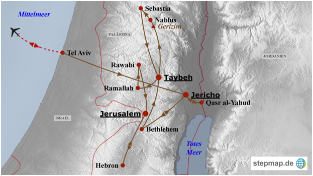 Reiseroute Israel/Palästina