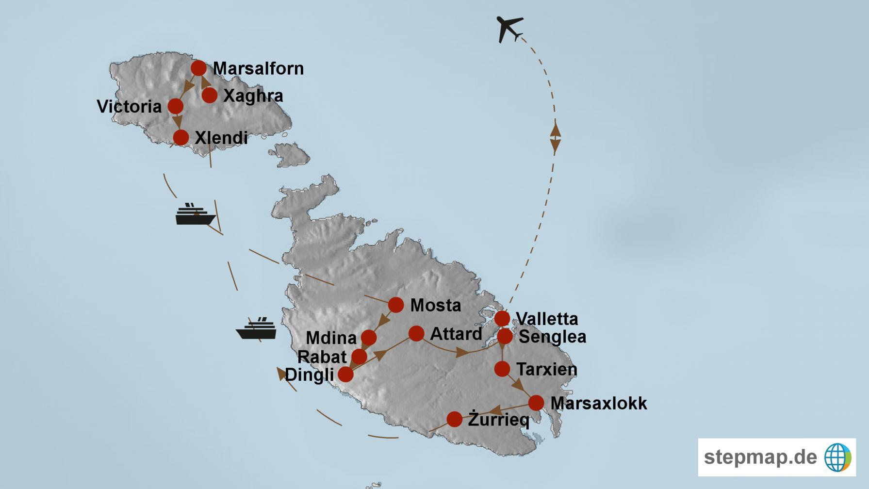 Reiseroute Malta