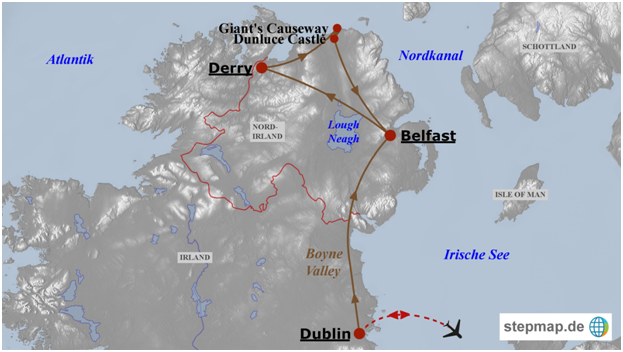 Reiseroute Nordirland