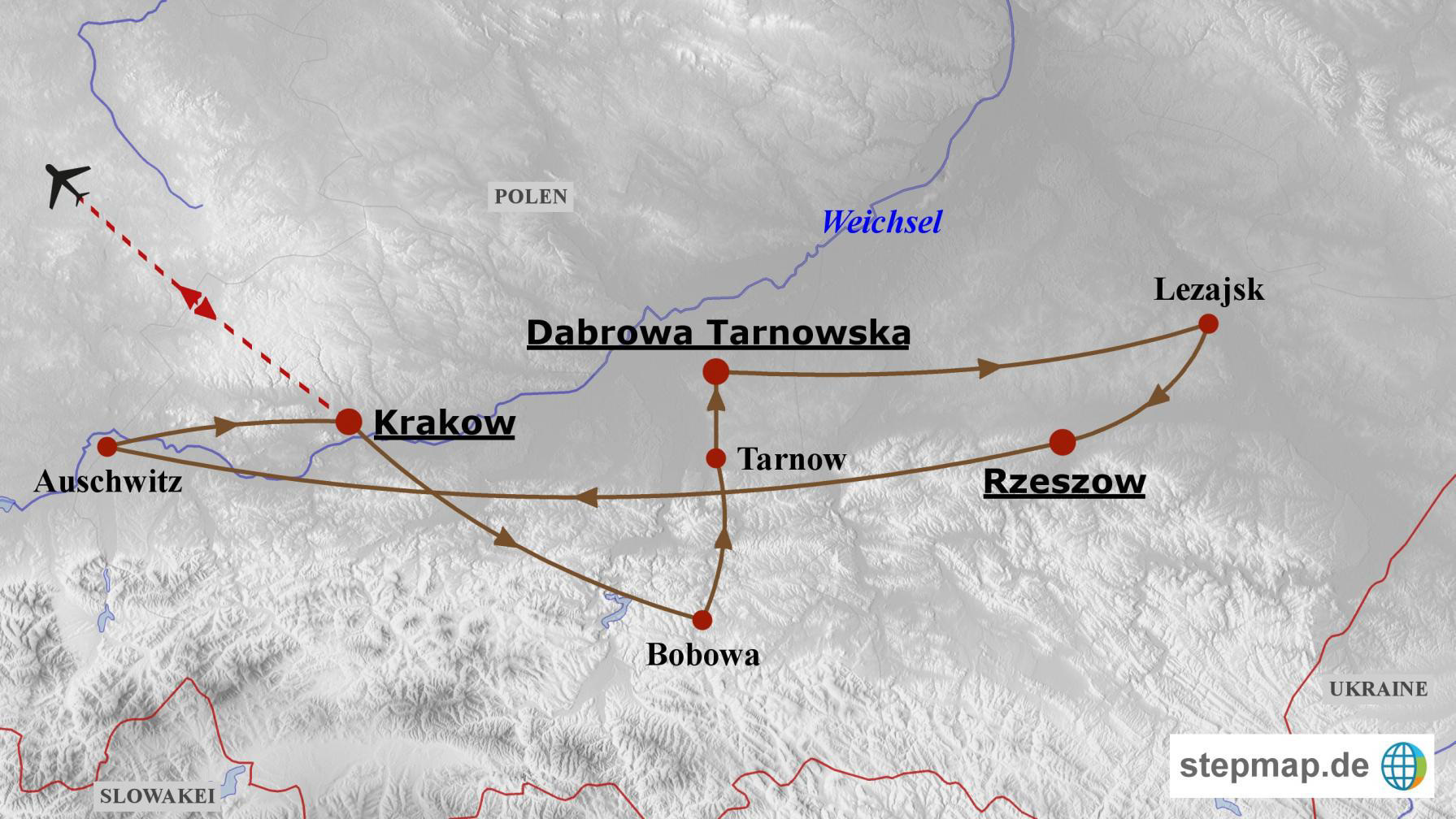 Reiseroute Polen