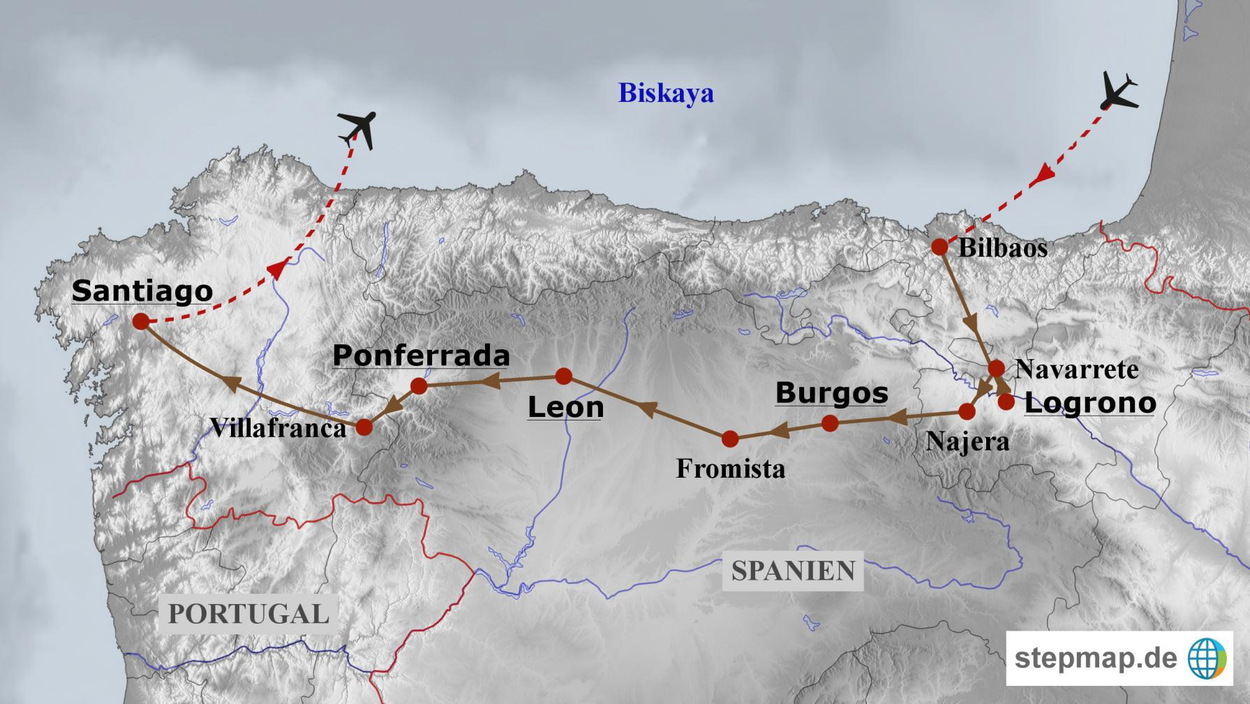 Reiseroute Spanien