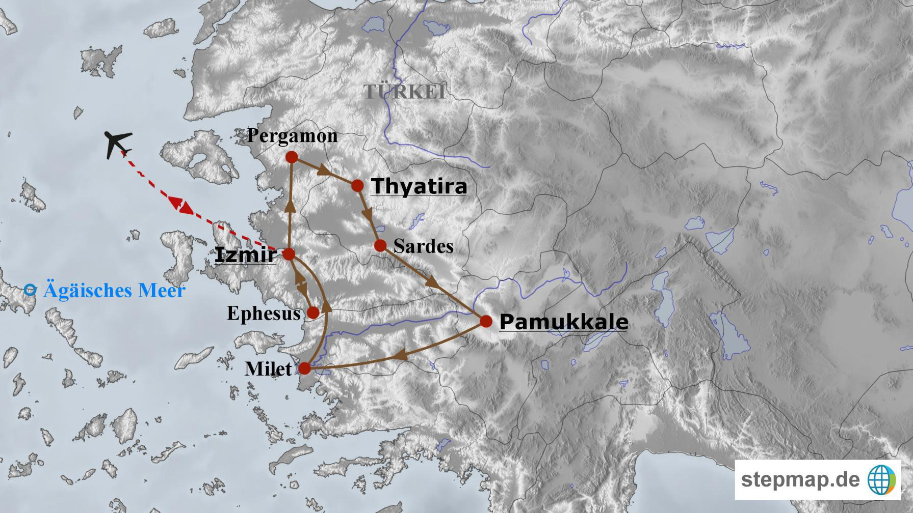 Reiseroute Türkei